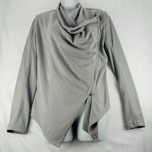 Blank NYC Small Vegan Leather/Wool Drape Jacket Coat Gray Sexy Moto Biker